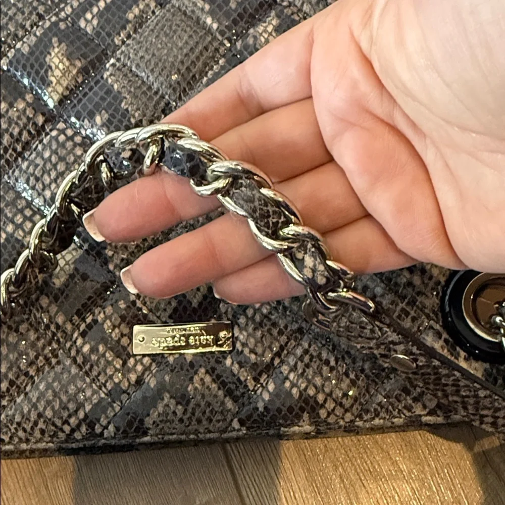 Kate Spade Chic Snakeskin Pattern Shoulder Bag purse quilted handbag designer - Picture 12 of 12